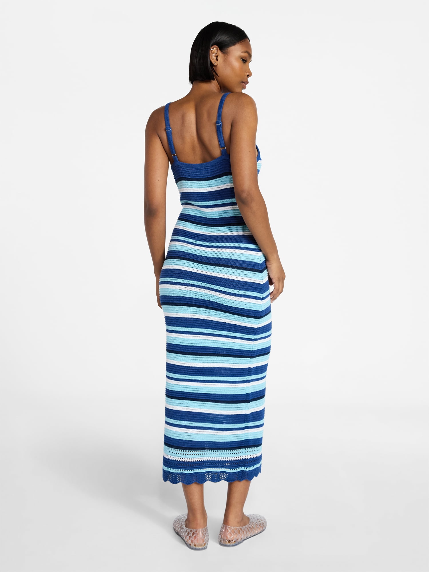 No Boundaries Crochet Cami Midi Dress, Women's XXS-XXL - Walmart.com