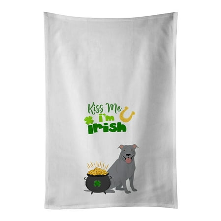 

Caroline s Treasures WDK4736WTKT Blue Pit Bull Terrier St. Patrick s Day White Kitchen Towel Set of 2 Dish Towels 19 X