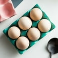thumbnail image 4 of (Dark Green 6 Slots) Household Ceramic Egg Tray Egg Grid Refrigerator Egg Fresh Storage Box Egg Rack Egg Tray (14.5*9.5*3.2cm) Ceramic, 4 of 13