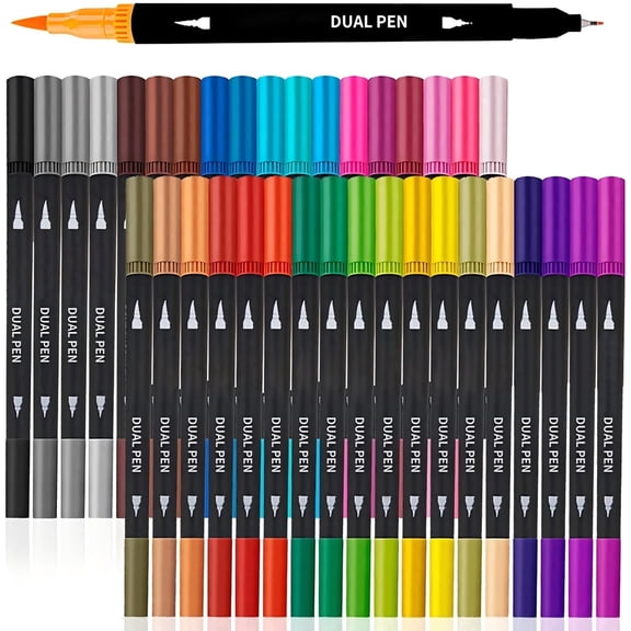Rongyman Dual Tip Brush Markers, 36 Colors Art Pens, Easter Basket Stuffers Gift for Adults & Student, Coloring Books Art Supplies