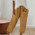 thumbnail image 2 of ABATAB Capri Pants for Women Casual Summer Drawstring Capris Cotton Linen Wide Leg Crop Trousers with Pockets, 2 of 6