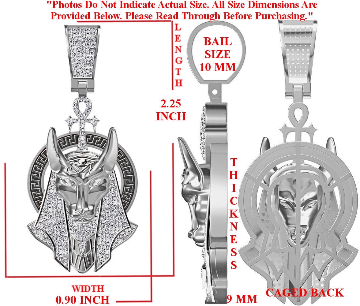 Real Diamond 0.65 Ct. Egyptian God Anubis Ankh Cross Pharaoh Men's Charm Pendant