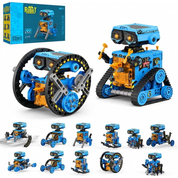 Solar Robot Kit 12-in-1 STEM Science Building Kit Robotic Toy for Boy Girl STEM Projects for Kids 2-in-1 Solar & Battery Power Eater Christmas Birthday Gifts for Children 8 9 10 11 12 13 14 Years Old