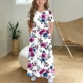thumbnail image 2 of Xdegoge Girls Clearance Clothes Toddler Girls Dresses 4T Maxi Dress Print Casual Holiday Long Dresses with Pockets Short Sleeve Ruffled A-Line Flower Dress for Wedding Summer Guest formal Dress, 2 of 3