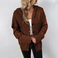 thumbnail image 6 of WENWU Women's Solid Color Hooded Sweater Autumn Winter Drawstring Knit Cardigan Outerwear Button Cardigan with Pockets Long Lightweight Cardigans for Women, 6 of 9