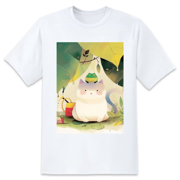 Basic Oversize Tees For WomenCat Loose Boyfriend Shirts Casual Blouse round neck