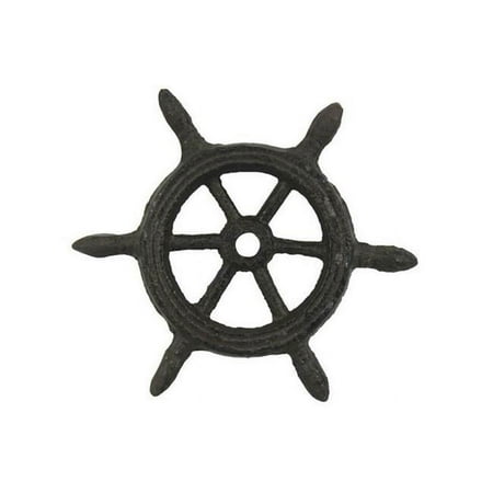 Handcrafted Decor K-1293-cast iron Cast Iron Ship Wheel Decorative Paperweight- 4 in.
