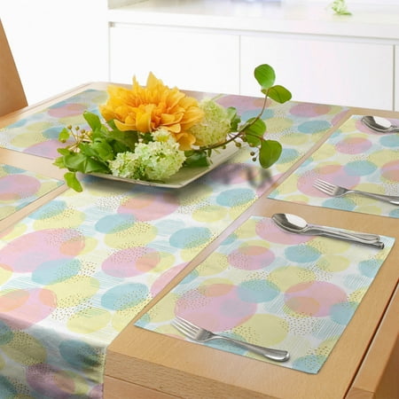 

Pastel Table Runner & Placemats Design of Colorful Paint Blots and Spots Set for Dining Table Decor Placemat 4 pcs + Runner 14 x90 Pale Pink Multicolor by Ambesonne