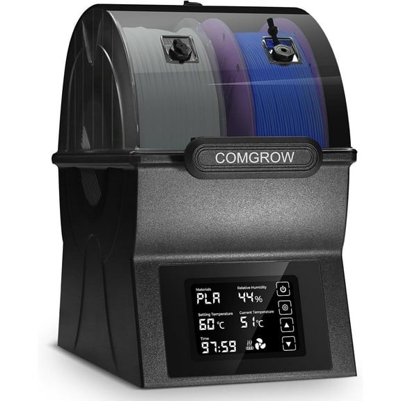Comgrow Filament Dryer Box, SH02 Filament Dehydrator with PTC Fast Heater and Touch Screen, 3D Printer Filament Sealed Storage Box with 2 Spools Holder Compatible with PLA PETG TPU ABS 1.75/2.85mm