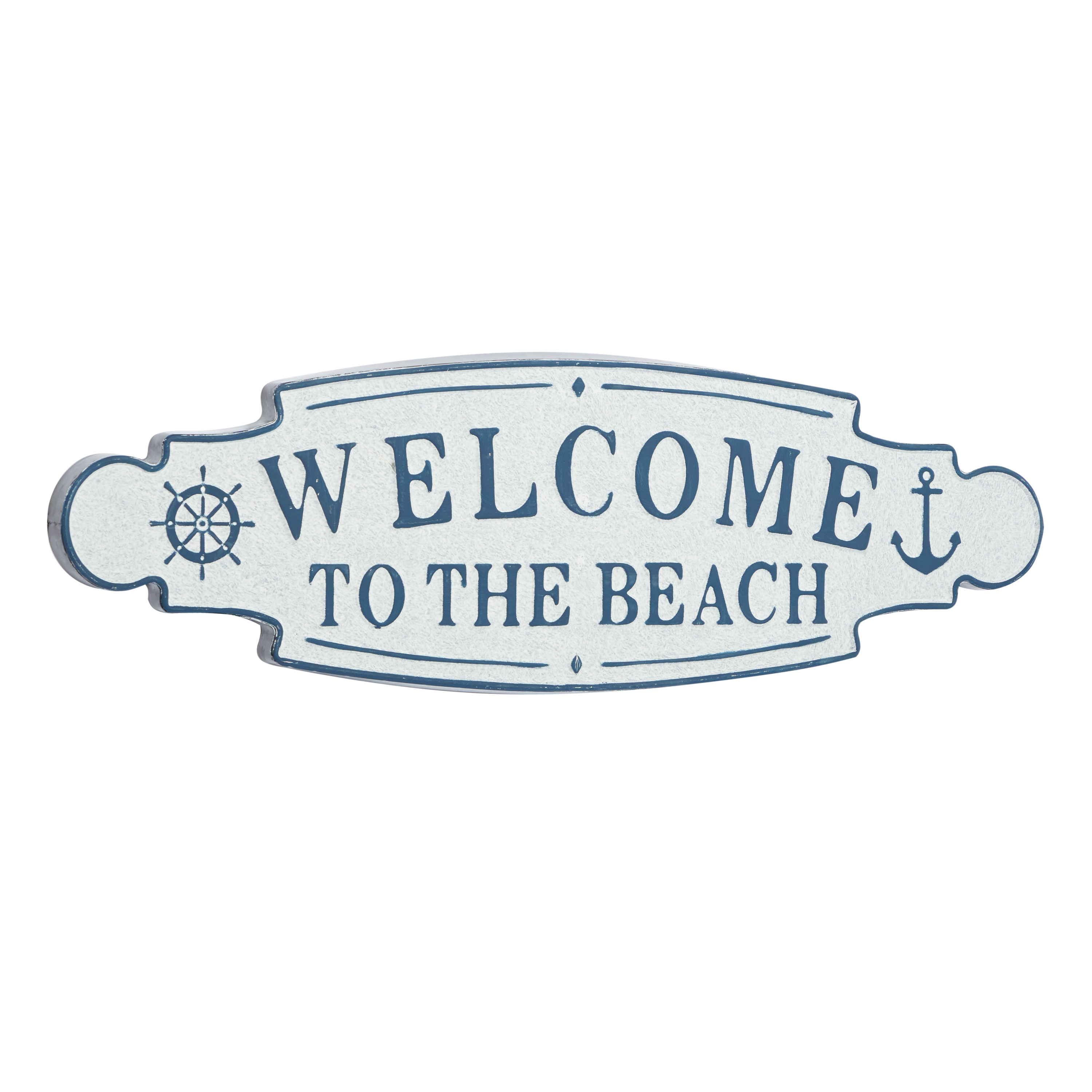 DecMode Blue Metal Welcome to the Beach Sign Wall Decor