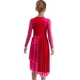 thumbnail image 2 of Jowowha Robe de Danse à Paillettes pour Filles Manches Longues Asymétrique Robe de Prière Tunique Lyrique Bourgogne 10, 2 of 5