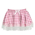 thumbnail image 4 of Aihuaihua Blue Gingham Skirt Women, Lace Trim Short Skirt Flowy Mini Plaid Skirt Summer Fall Casual Clothes Y2k Trendy Streetwear Pink1 M, 4 of 5