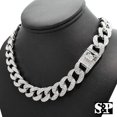 thumbnail image 3 of HIP HOP LUXURY FULL ICED WHITE GOLD PLATED CUBIC ZIRCONIA 15mm 20" CUBAN LINK CHOKER HEAVY CHAIN NECKLACE GIFT, 3 of 4