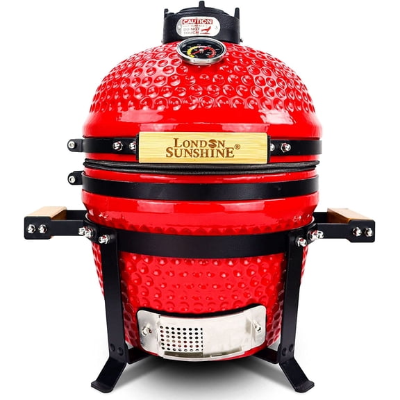 ZHIBO 13" Ceramic Charcoal Grill, Portable Tabletop, Red