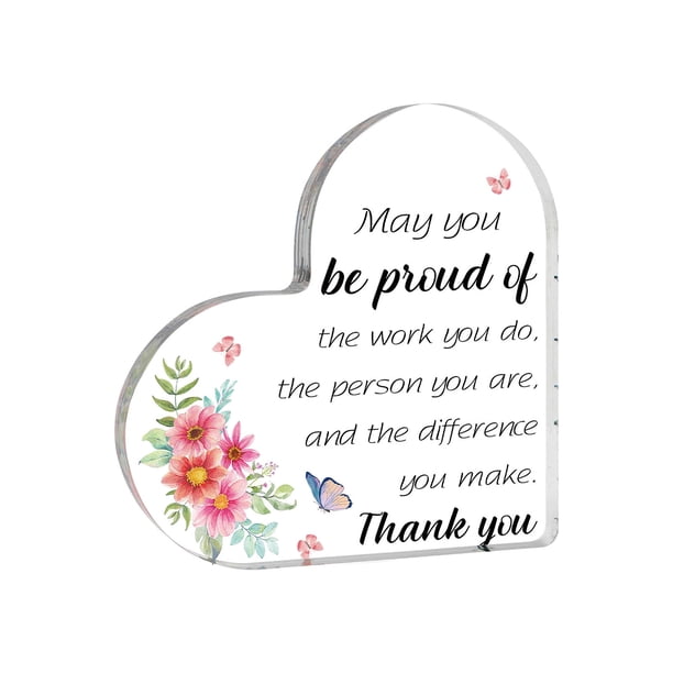 Ornamentos de Acrílico Transparentes en Forma de Corazón Bendición 10x10x1cm, Plástico Sólido con Palabras Especiales, Caja de Regalo Incluida, para Escritorio, Estante, Ventanal, Decoración Y Gratitu