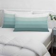 thumbnail image 4 of Teal Ombre Throw Pillow Cover, Pillowcase Protectors with Zipper, Breathable Decorative Lumbar Pillow Case Cover, Modern Abstract Art Farmhouse Striped Pillow Shams for Couch Sofa 16x24Inch, 4 of 8