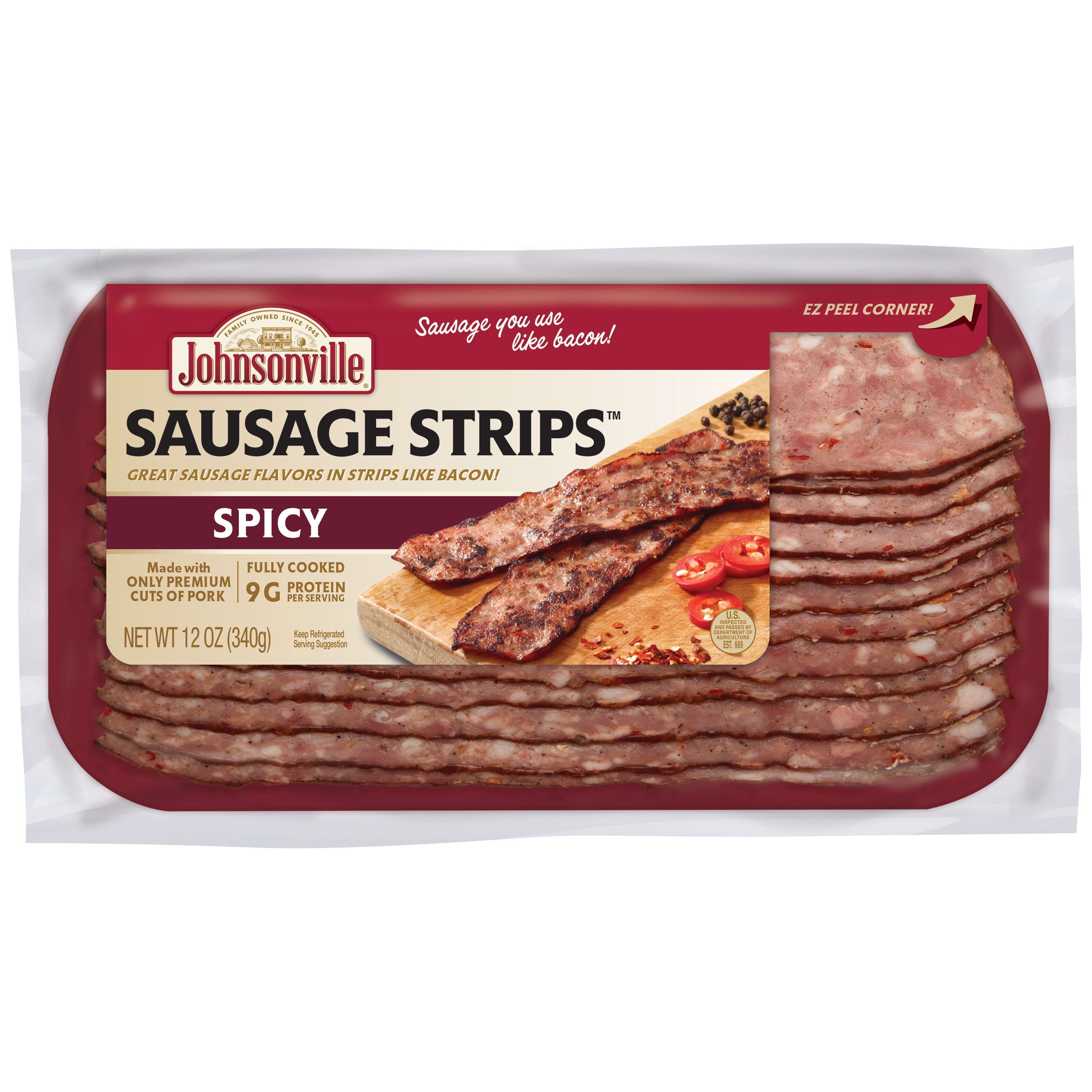 Johnsonville Cooked Spicy Pork Sausage Strips 12oz package
