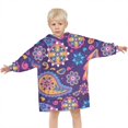 thumbnail image 3 of Purple Paisley and Floral Pattern Blanket Hoodies for Kids 6-13YR Oversize Wearable Blanket Hoodies for Boys Girls Teens, 3 of 7