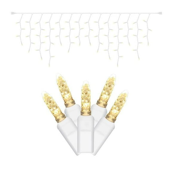 White Wire M5 Twinkle 9 ft. Long Icicle Light Set with Warm White LED Lights