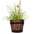 thumbnail image 4 of Retro Planting Flower Barrels Rustic Succulent Wavy Edge Planter Box Wood Barrels Flower Pot, 4 of 5