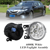 Pair Round LED Fog Lights for Acura TL 2012-2014, 55W White Clear Off-Road Lamps Black Front Bumper LED Fog Lights Assembly