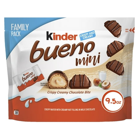 Kinder Bueno Mini, Milk Chocolate and Hazelnut Cream Bars, Valentine's Day Gift, 9.5 oz