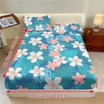 thumbnail image 3 of Xoenoiee Tropical Plumeria Flower Palm Leaves Pattern Bed Sheet Set 3 Pieces Soft Microfiber Bedding Sheet Set, Deep Pocket, Stain, Fade & Wrinkle Resistant for Bedroom Decor, Queen Size, 3 of 7