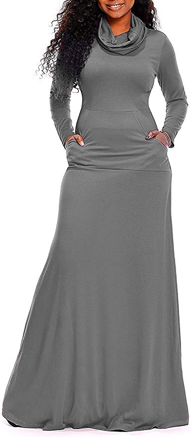 long sleeve cowl neck maxi dress