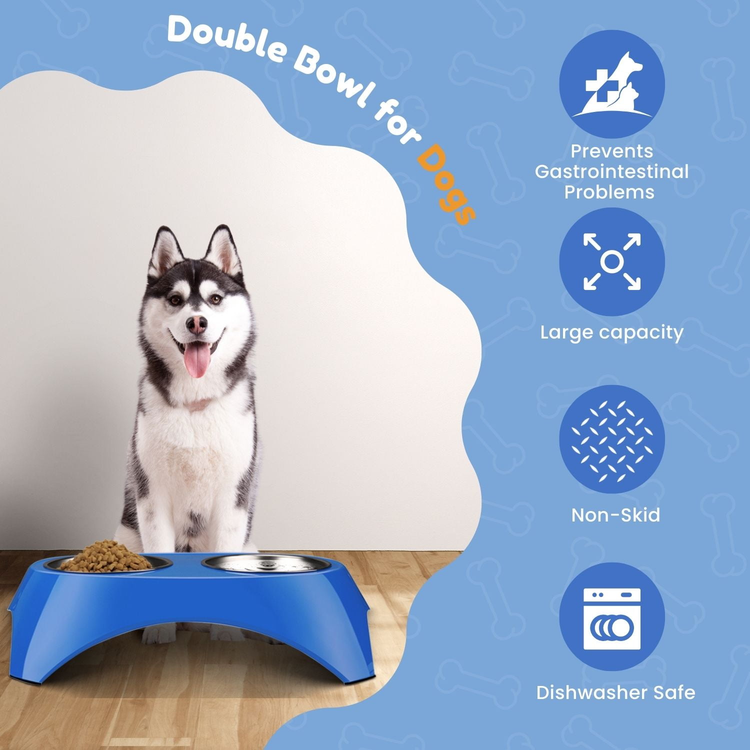Pet Non-Slip Dog Bowl Stainless Steel Double Bowl with Stand Lift Table  Adjustable Height Removable Pet Supplies Dog Accessories