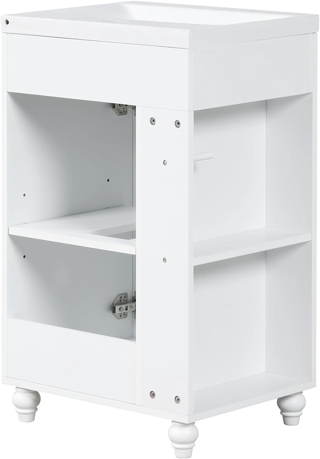MIDODO 20" Small Bathroom Vanity with Sink, Modern  Wood Bathroom Cabinet with Paper Holder and Glass Door
