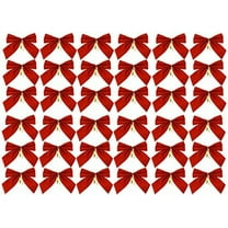 Set of Mini Red Velvet Festive Holiday Christmas Bows - Perfect as Tree Ornaments , Tree Filler, and More! - Measures 2.5" X 2"