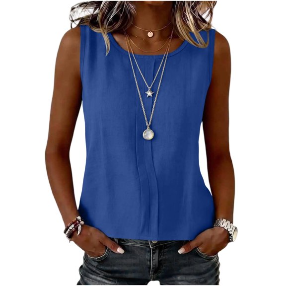 Linen Tank Tops for Women Summer Casual Sleeveless Cotton Shirts Comfy Loose Fit Lightweight Gauze Cami Blouses