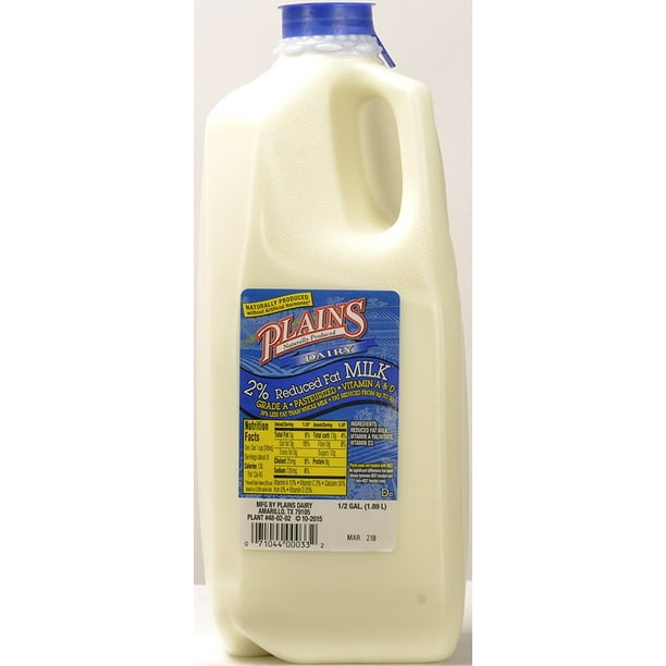 Plains Dairy 2 Reduced Fat Milk Half Gallon Walmart Com Walmart Com