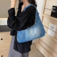 thumbnail image 4 of SPEKSEE Vintage Washed Denim Hobo Shoulder Bag for Women, Stitched Spliced Denim Dumpling Hobo Bag, Zip Top Casual Underarm Handbag, Large Capacity Daily Fashion Tote Purse, 4 of 8