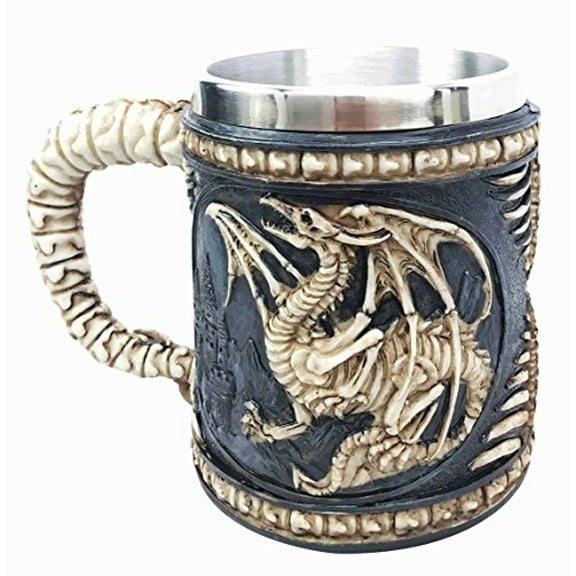 Legendary Skeletal Ossuary Ghost Winged Dragon Overlord Beer Stein Tankard Coffee Cup Mug Great Gift For Dragon Lovers Party Hosting Centerpiece Fantasy Movie Drink Companion