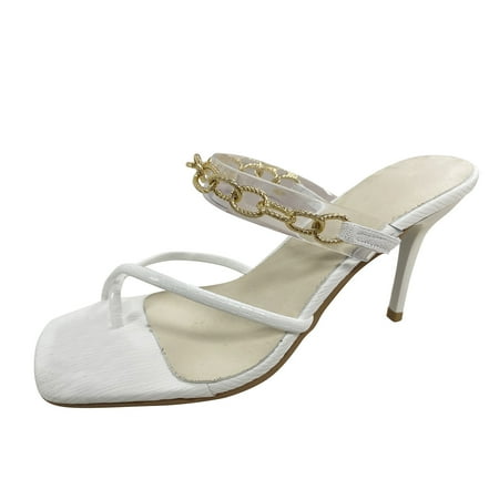 

Wiueurtly Women s Heel Color Sandals And Clip-On Chain Solid Thin Slippers Summer Fashion Women s sandals Closed Toe Women Womens Sandals Size 9 1/2