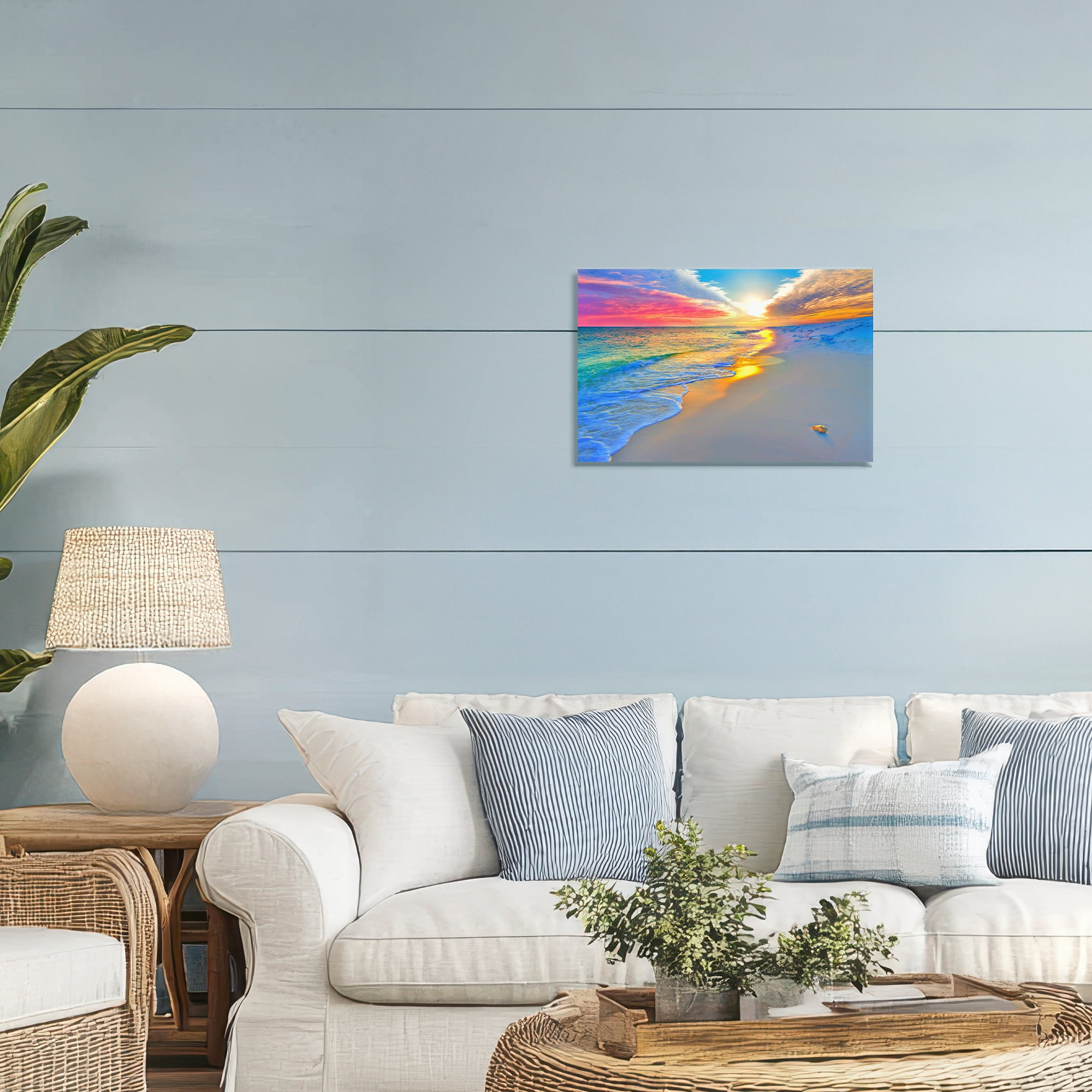 Stupell Industries Prismatic Rainbow Sunset Beach Canvas Wall Art, design by Eszra Tanner