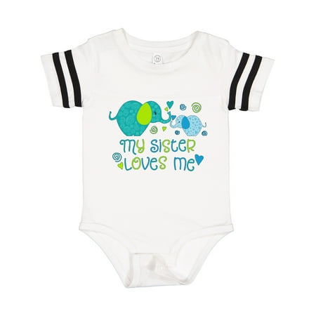 

Inktastic My Sister Loves Me- Cute Elephants Gift Baby Boy or Baby Girl Bodysuit