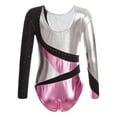 thumbnail image 4 of Alvivi Kids Girls Long Sleeve Gymnastics Leotards Color Block Dance Athletic Jumpsuit Pink 10, 4 of 6
