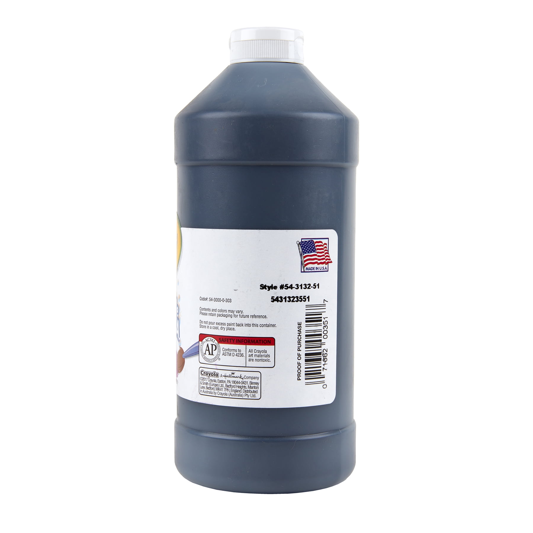 Crayola Artista II Washable Tempera Paint, 32 oz, Black, Pack of 3