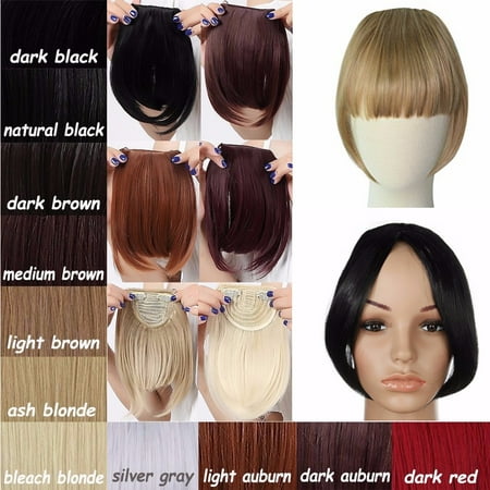 S-noilite Fashion One Piece Clip in Hair Bangs / Fringe / Hair Extensions Color (1#-Dark