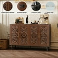 thumbnail image 2 of HLR 48" Accent Cabinet with 4 Doors, Vintage Hollow Carving Storage Credenza, Sideboards and Buffets Cabinet for Living Room, Kitchen, Dining Room, Entryway,Brown, 2 of 7