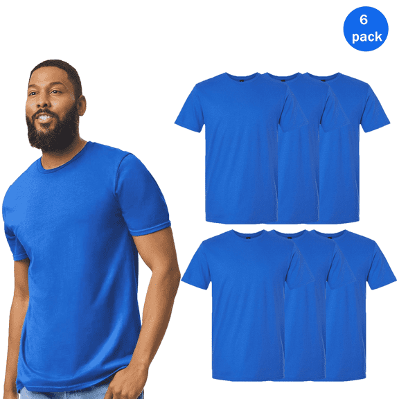 Gildan Men’s T-Shirt Value Pack 6, 100% Cotton Softstyle Short Sleeve Red Adult Tee, S