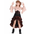 thumbnail image 2 of EnJoCho Girls Renaisance Outfit Skirt Pirate with Renaisance 𝖬edieval Long Sleeve Shirt Corset Waist Belt Headscarf Girls Ruffle Sleeve Dress, 2 of 7