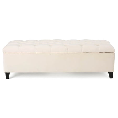 Contemporary Storage Ottoman in Ivory