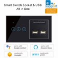 thumbnail image 1 of 2 In 1 Wall Smart Switch Socket USB wall smart Tempered Glass Touching Button Wall Smart Light Controlling Panel, 1 of 1