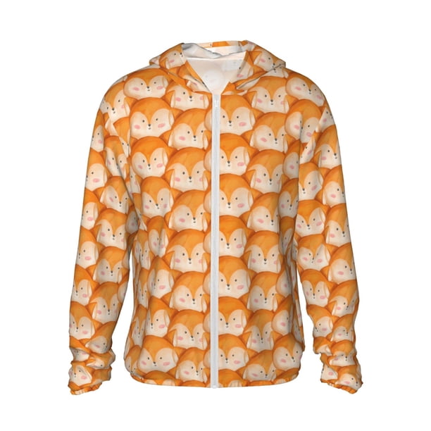 Balery Beautiful Fox A Sudadera ligera de manga larga con capucha y protección solar UPF 50+ para hombre y mujer, ideal para pesca y running-Small