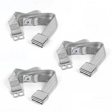 safeTboy Gray & Grey Lap Bench Seat Belt Kit for 1928-1932 Early Cars Airplane 2 Point - 3 Belts