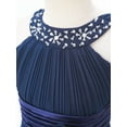 thumbnail image 4 of YONGHS Kids Girls Halter Neck High Low Wedding Bridesmaid Dress A Navy Blue 12, 4 of 7