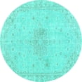 thumbnail image 1 of Ahgly Company Machine Washable Indoor Round Persian Turquoise Blue Traditional Area Rugs, 8' Round, 1 of 4